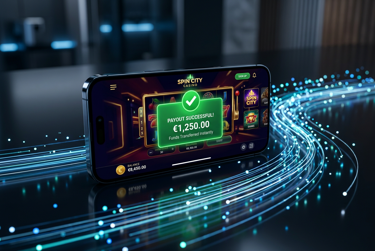 Symbolic representation of instant casino payments via smartphone